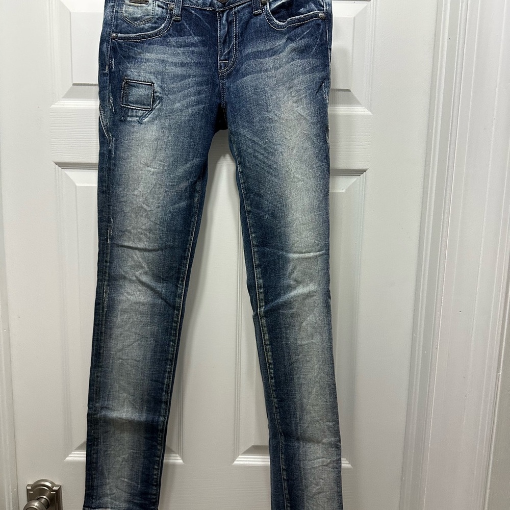 Express Redrock Distressed Denim Skinny Jeans